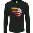 Curled Swaziland Flag Swazi Day Football Mens Long Sleeve T-Shirt Black
