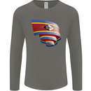 Curled Swaziland Flag Swazi Day Football Mens Long Sleeve T-Shirt Charcoal