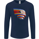 Curled Swaziland Flag Swazi Day Football Mens Long Sleeve T-Shirt Navy Blue