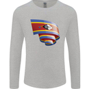 Curled Swaziland Flag Swazi Day Football Mens Long Sleeve T-Shirt Sports Grey