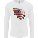 Curled Swaziland Flag Swazi Day Football Mens Long Sleeve T-Shirt White