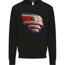 Curled Swaziland Flag Swazi Day Football Mens Sweatshirt Jumper Black