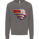 Curled Swaziland Flag Swazi Day Football Mens Sweatshirt Jumper Charcoal