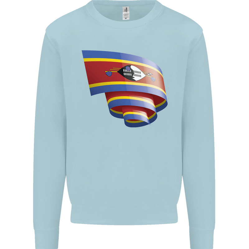 Curled Swaziland Flag Swazi Day Football Mens Sweatshirt Jumper Light Blue