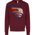 Curled Swaziland Flag Swazi Day Football Mens Sweatshirt Jumper Maroon