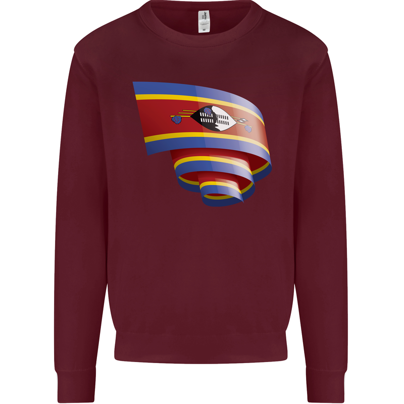 Curled Swaziland Flag Swazi Day Football Mens Sweatshirt Jumper Maroon