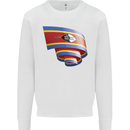 Curled Swaziland Flag Swazi Day Football Mens Sweatshirt Jumper White