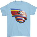 Curled Swaziland Flag Swazi Day Football Mens T-Shirt 100% Cotton Light Blue