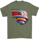 Curled Swaziland Flag Swazi Day Football Mens T-Shirt 100% Cotton Military Green