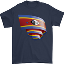 Curled Swaziland Flag Swazi Day Football Mens T-Shirt 100% Cotton Navy Blue