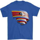 Curled Swaziland Flag Swazi Day Football Mens T-Shirt 100% Cotton Royal Blue