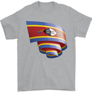 Curled Swaziland Flag Swazi Day Football Mens T-Shirt 100% Cotton Sports Grey