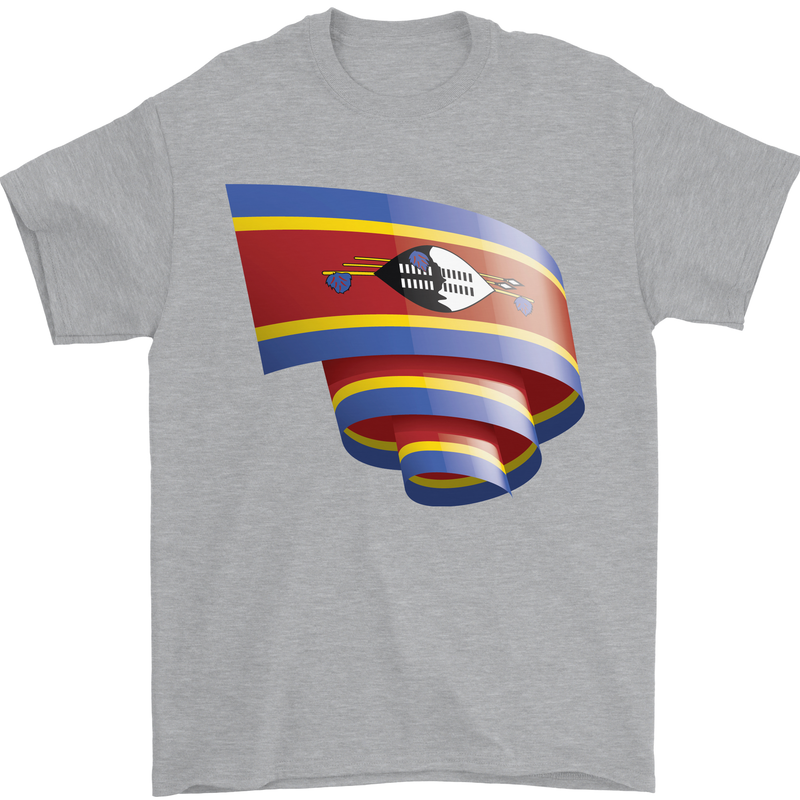 Curled Swaziland Flag Swazi Day Football Mens T-Shirt 100% Cotton Sports Grey