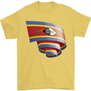 Curled Swaziland Flag Swazi Day Football Mens T-Shirt 100% Cotton Yellow