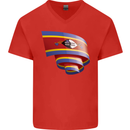 Curled Swaziland Flag Swazi Day Football Mens V-Neck Cotton T-Shirt Red
