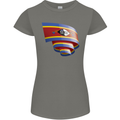 Curled Swaziland Flag Swazi Day Football Womens Petite Cut T-Shirt Charcoal