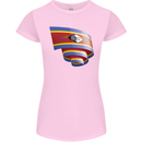 Curled Swaziland Flag Swazi Day Football Womens Petite Cut T-Shirt Light Pink