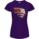 Curled Swaziland Flag Swazi Day Football Womens Petite Cut T-Shirt Purple