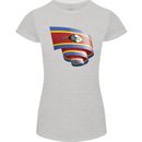 Curled Swaziland Flag Swazi Day Football Womens Petite Cut T-Shirt Sports Grey