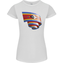 Curled Swaziland Flag Swazi Day Football Womens Petite Cut T-Shirt White