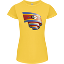 Curled Swaziland Flag Swazi Day Football Womens Petite Cut T-Shirt Yellow