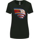 Curled Swaziland Flag Swazi Day Football Womens Wider Cut T-Shirt Black