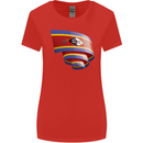 Curled Swaziland Flag Swazi Day Football Womens Wider Cut T-Shirt Red