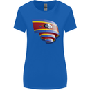 Curled Swaziland Flag Swazi Day Football Womens Wider Cut T-Shirt Royal Blue