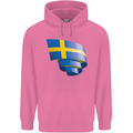 Curled Swedish Flag Sweden Day Football Childrens Kids Hoodie Azalea