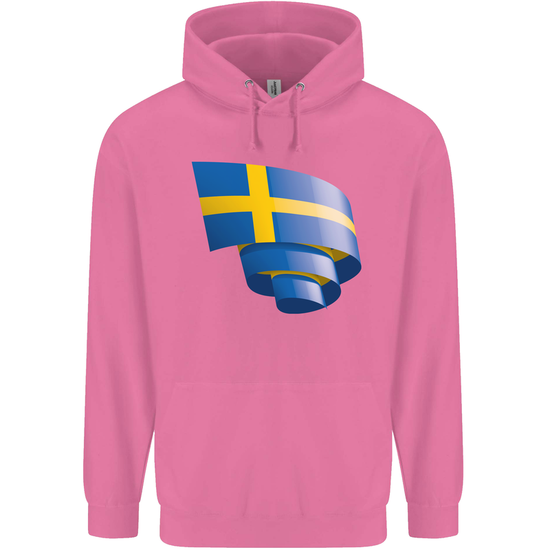 Curled Swedish Flag Sweden Day Football Childrens Kids Hoodie Azalea