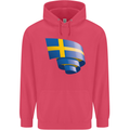 Curled Swedish Flag Sweden Day Football Childrens Kids Hoodie Heliconia