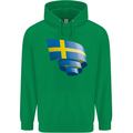 Curled Swedish Flag Sweden Day Football Childrens Kids Hoodie Irish Green