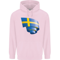Curled Swedish Flag Sweden Day Football Childrens Kids Hoodie Light Pink