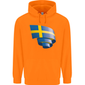 Curled Swedish Flag Sweden Day Football Childrens Kids Hoodie Orange