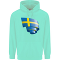 Curled Swedish Flag Sweden Day Football Childrens Kids Hoodie Peppermint