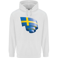 Curled Swedish Flag Sweden Day Football Childrens Kids Hoodie White