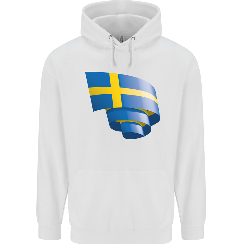 Curled Swedish Flag Sweden Day Football Childrens Kids Hoodie White
