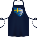 Curled Swedish Flag Sweden Day Football Cotton Apron 100% Organic Navy Blue