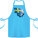 Curled Swedish Flag Sweden Day Football Cotton Apron 100% Organic Turquoise