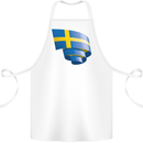 Curled Swedish Flag Sweden Day Football Cotton Apron 100% Organic White