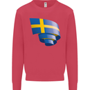 Curled Swedish Flag Sweden Day Football Kids Sweatshirt Jumper Heliconia