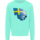 Curled Swedish Flag Sweden Day Football Kids Sweatshirt Jumper Peppermint