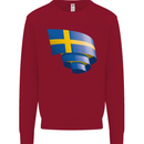 Curled Swedish Flag Sweden Day Football Kids Sweatshirt Jumper Red