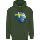 Curled Swedish Flag Sweden Day Football Mens 80% Cotton Hoodie Forest Green