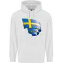 Curled Swedish Flag Sweden Day Football Mens 80% Cotton Hoodie White