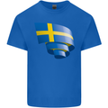 Curled Swedish Flag Sweden Day Football Mens Cotton T-Shirt Tee Top Royal Blue
