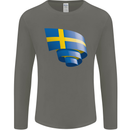 Curled Swedish Flag Sweden Day Football Mens Long Sleeve T-Shirt Charcoal