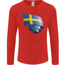 Curled Swedish Flag Sweden Day Football Mens Long Sleeve T-Shirt Red