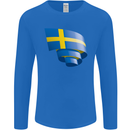 Curled Swedish Flag Sweden Day Football Mens Long Sleeve T-Shirt Royal Blue