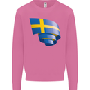 Curled Swedish Flag Sweden Day Football Mens Sweatshirt Jumper Azalea